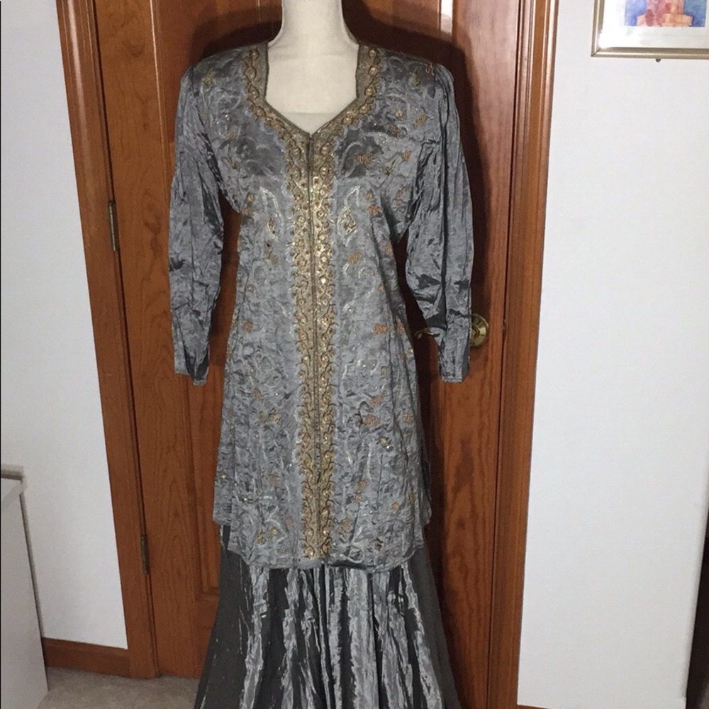 Silver Bronze Pakistani Lengha